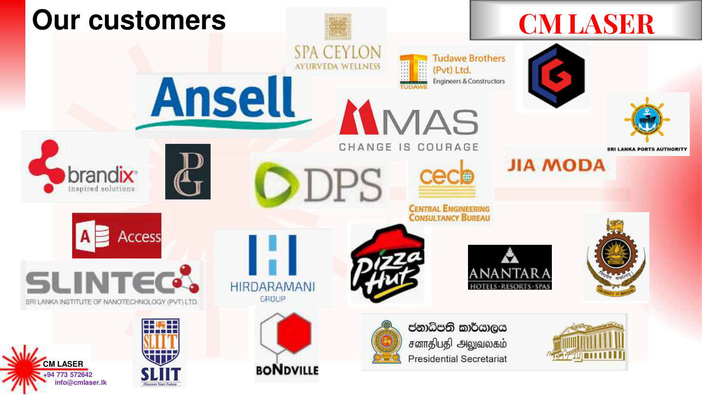 CM Laser customer logos from company profile